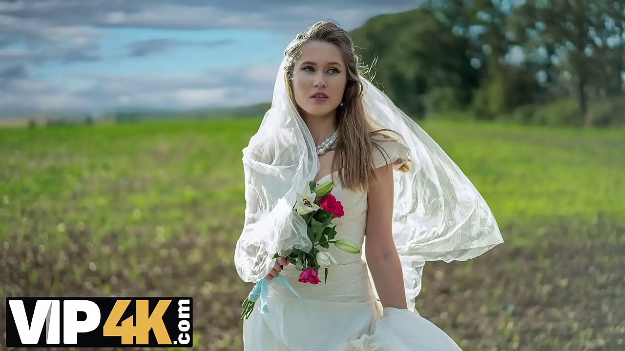 BRIDE4K. Threesome with sexy teen bride with natural tits in the car