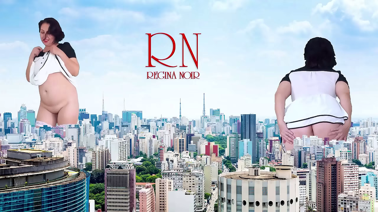 Wow! A giant lady without panties walks around the city. She'_s as tall as King Kong! Amazing show of a giantess! 1