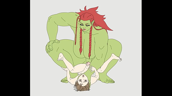 An orc girl… “eats” a poor traveler.