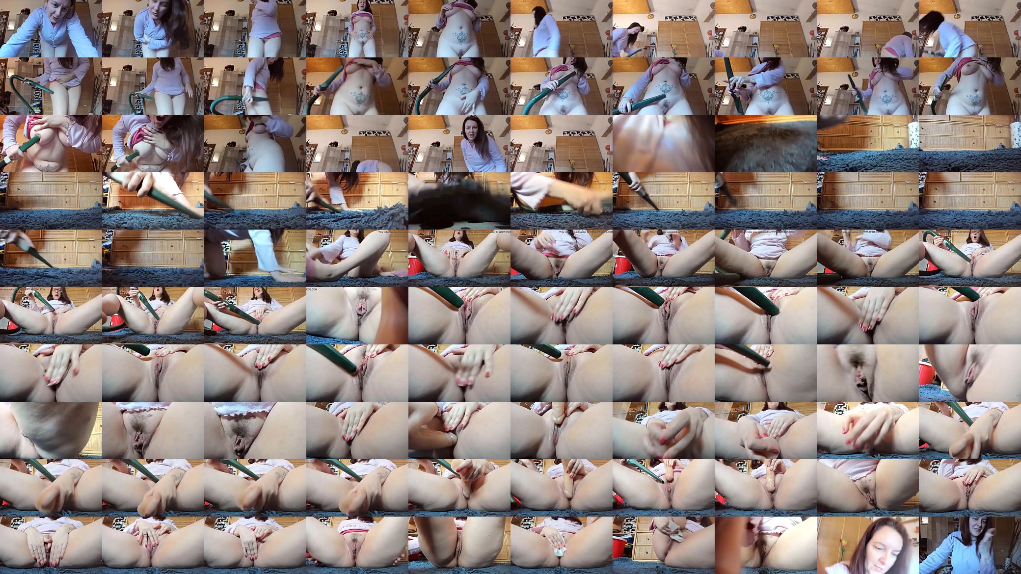 After passing the vacuum cleaner your m. masturbates with the nozzle all inside her pussy 预览图