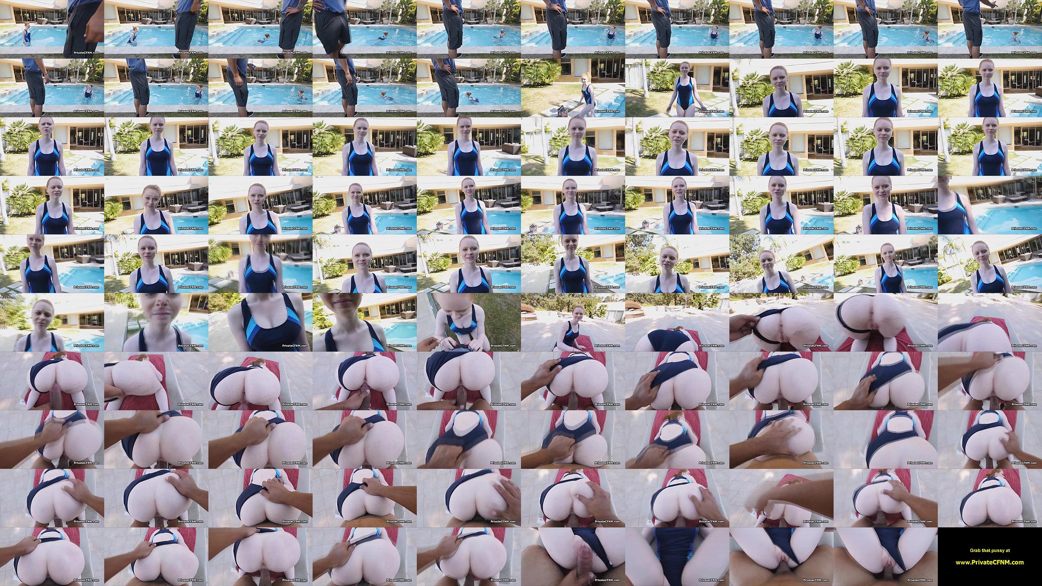 Teen ginger ass on black dark by the pool 预览图