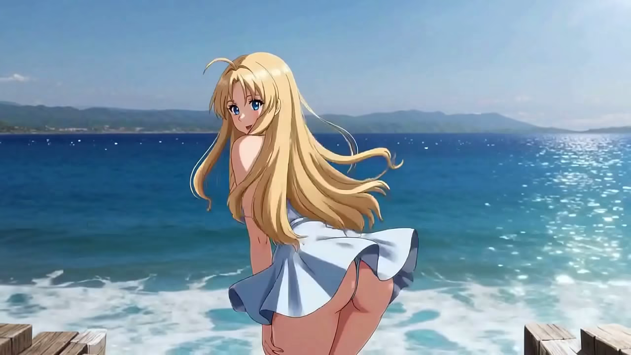 Blonde Mini Dress Slut: Public Pier Ass &amp_ Tit Flash   Loud Masturbation AI Generated