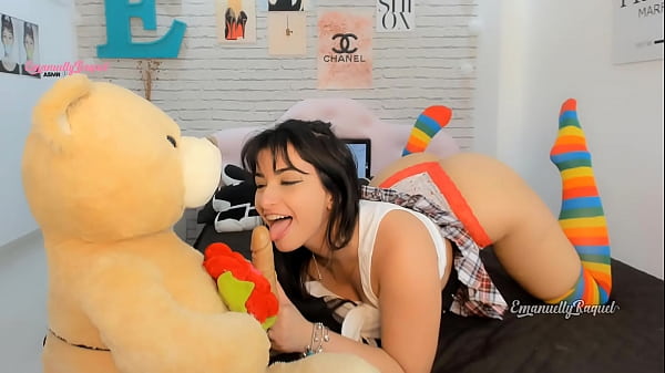 Roleplay sexy and naughty student caught on tape playing with her teddy bear so hot