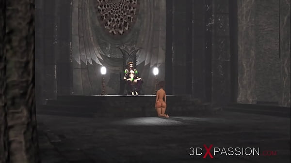A Raunchy sexy hottie gets fucked by 3d hot shemale in the dark castle