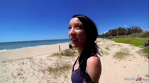 SCOUT69official - Skinny Teen Tania Pickup for First Assfuck at Public Beach by old Guy
