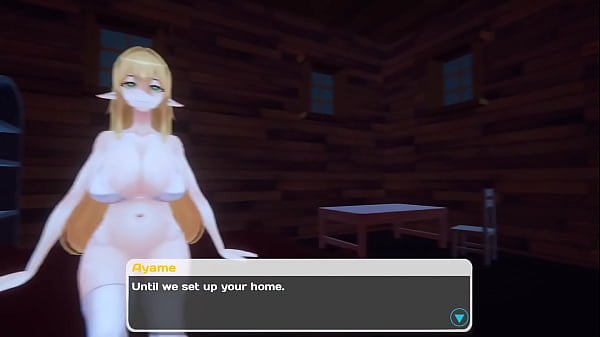 Elf exposes her breasts in Hentai game Life with Demon Girls