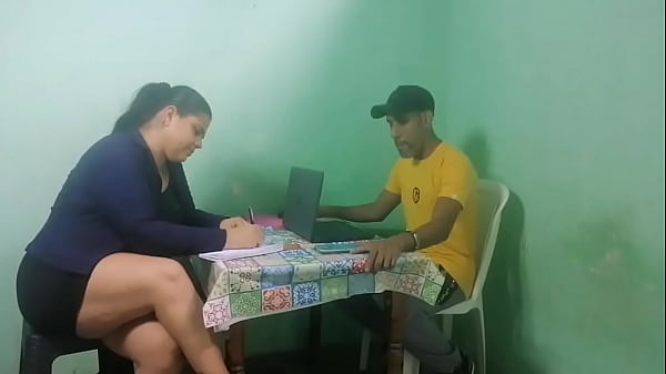 Stepmother is fucked by her stepson in the office of her husband's cuckold.. what a great ass
