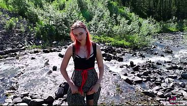 Teen redhead girl wanted sex and creampie in outdoors!