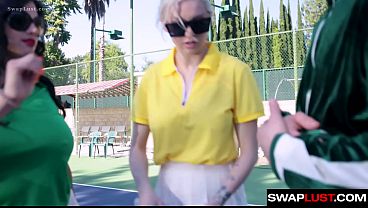 Two Stepmoms Noticed Their Stepsons Had Boners From Watching Them Play Tennis So They Fucked Them in a Foursome