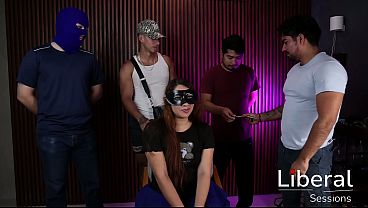THEY PLAY WITH THIS WHORE BEFORE THEY FUCK HER, ALL 4 OF THEM