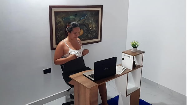 Secretary gets horny and masturbates in the office