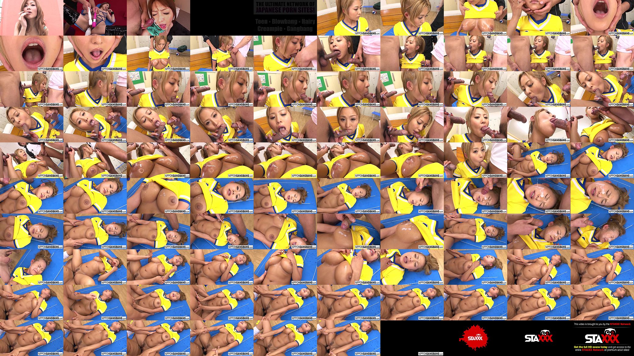 Gangbanged Asian cheerleader gets covered in cum 预览图