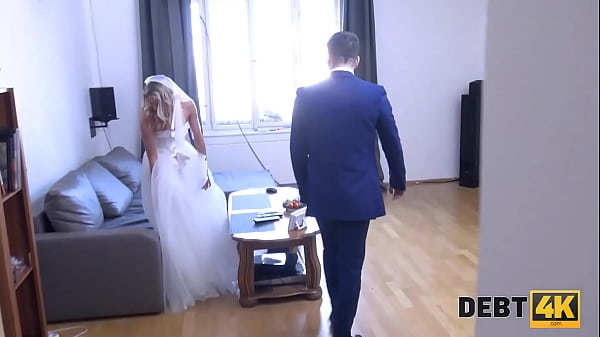 DEBT4k. Big debt is the reason why the girl is fucked in the grooms presence