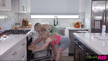 Slutty Blondes Britt Blair & Haley Spades Give Stepbro A Slice of their Pussy Pie Beg For his Creamy Cum Topping