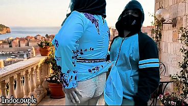 Hijab-wearing mother goes to Morocco and enjoys having a nice stepdaughter who is fun to play with and gets naked with in the viral video part