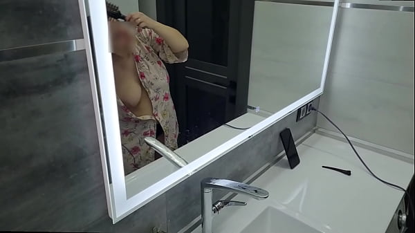 I came to my stepmom bathroom, I flash my dick near her and start jerk off, and she ignore me that nothing happened but she shoked she want look and make handjob me