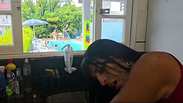 I gave some to my husband's friends in the kitchen while he was cleaning the pool. End of story.