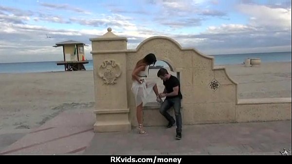 Sexy exhibitionist GFs are paid cash for some public fucking 2