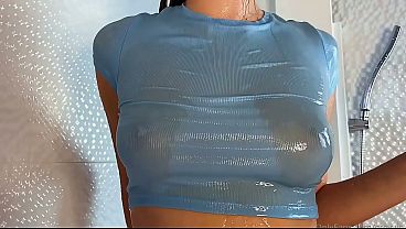 Lesbian Wet Clothes shower before scene with Yoya Grey and Nelly Kent