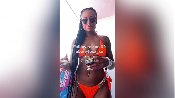 LEAKED: Sexy smoking model Ebony Foxx sensually smoking a cigarette in a bikini