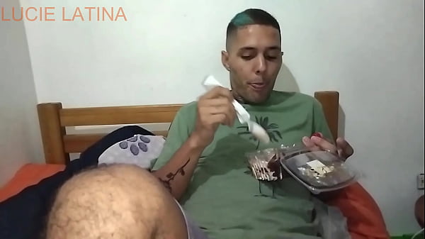 I suck my stepbrother's cock with ice cream until he makes him come and I swallow his semen