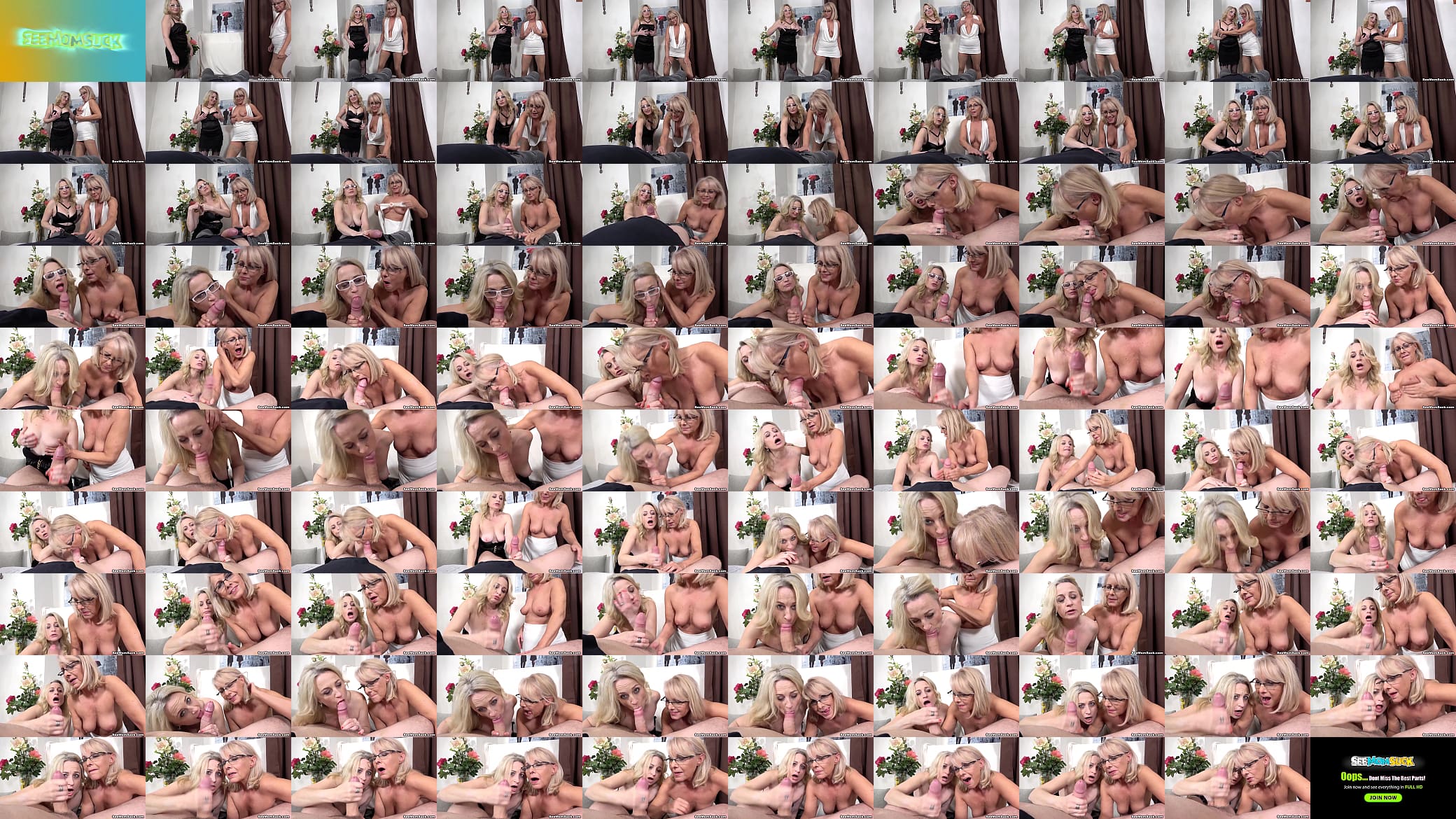 2 Older Grannies Worship Cock &ndash; Double Blowjob from two GILFS 预览图