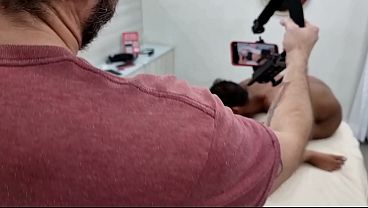 Behind the scenes of the shoot with the slut who even asked the cameraman to fuck her and took a lot of dick, doing double penetration and cum on her face.