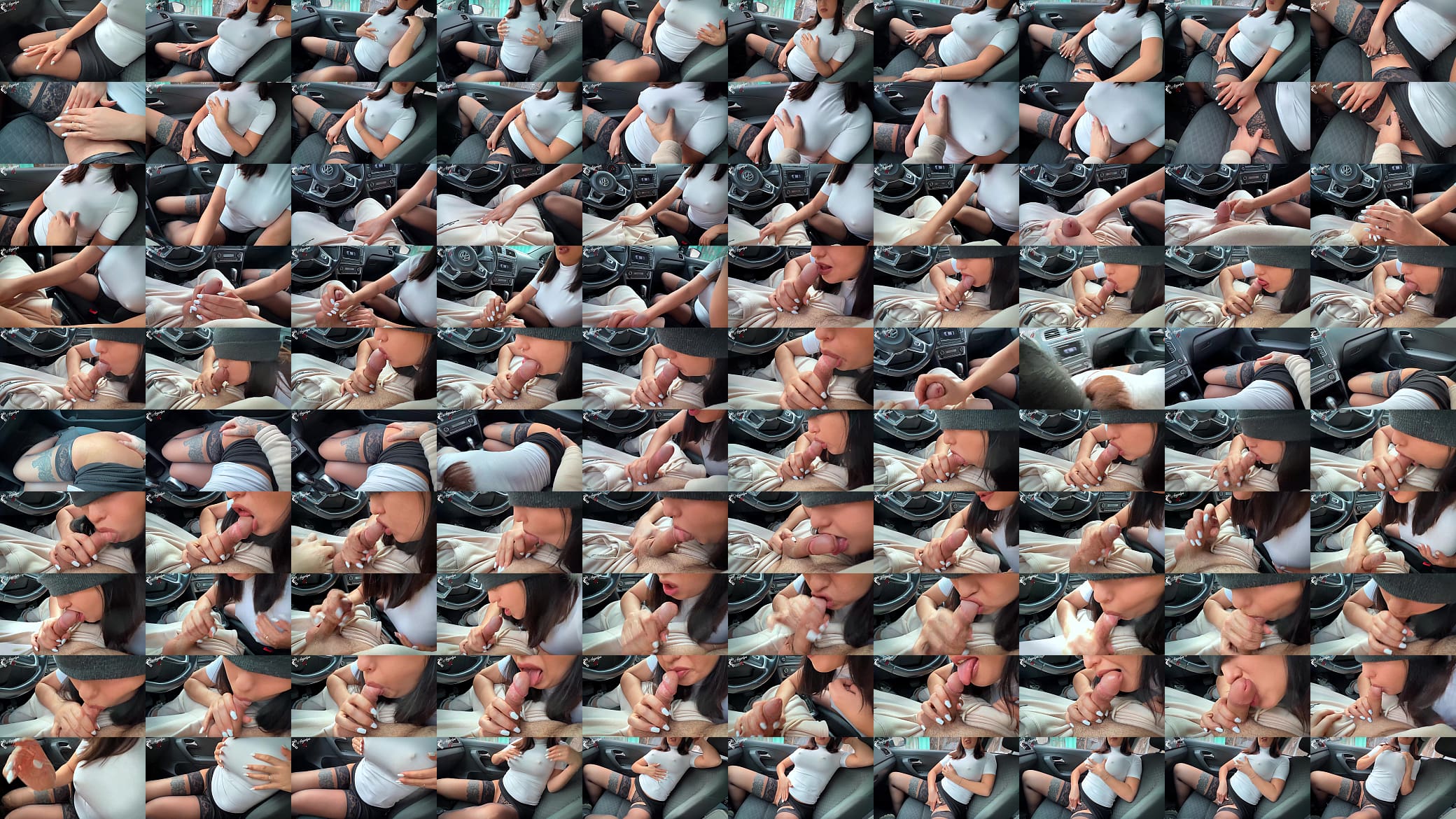 Fucked in the mouth the wife of the boss in his car, sexy girl in stockings and big boobs 预览图