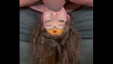 WONDER WOMAN EXTREME SLOPPY FACEFUCK CHALLENGE! Watch Me Not Blink As He Cums Straight Down My Throat