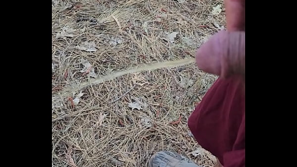 Straight piss in woods