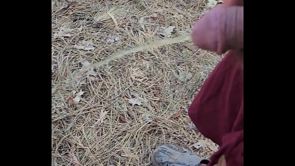 Straight piss in woods