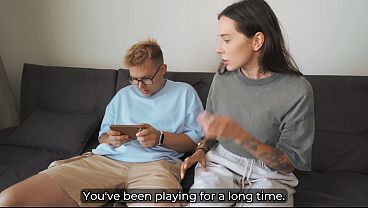 Step Mom Skips Step Son's School for Taboo Handjob and Creampie