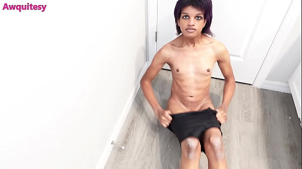 Cute Castrated Gymnast Tgirl Has Fun with Condom