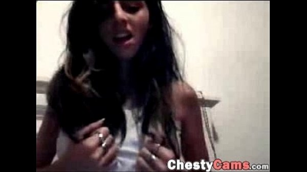 Hot brunette teen shows her perfect big tits