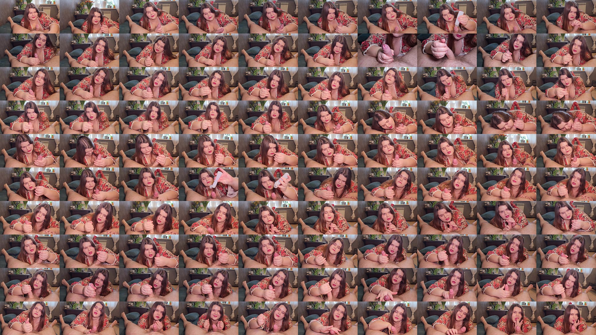 BBW slut wife won&#039;t stop jacking off and teasing with her mouth and big tits until she gets a massive camshot on her palms 预览图