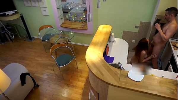 Sexy teen seduces her step dad for sex in the kitchen