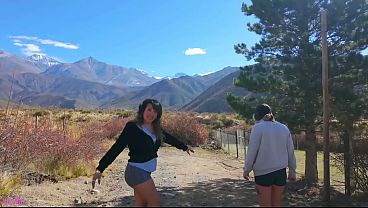 The mountain hike with friends got very hot