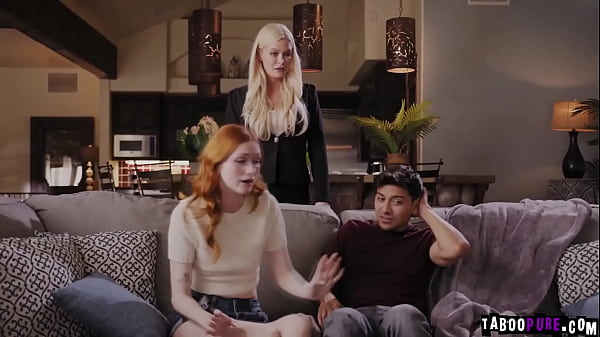 Max Fills and his stepsister Scarlet Skies caught fucking by their stepmom Serene Siren after seeing them in the camera