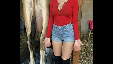 Farm girl wanted some fresh milk