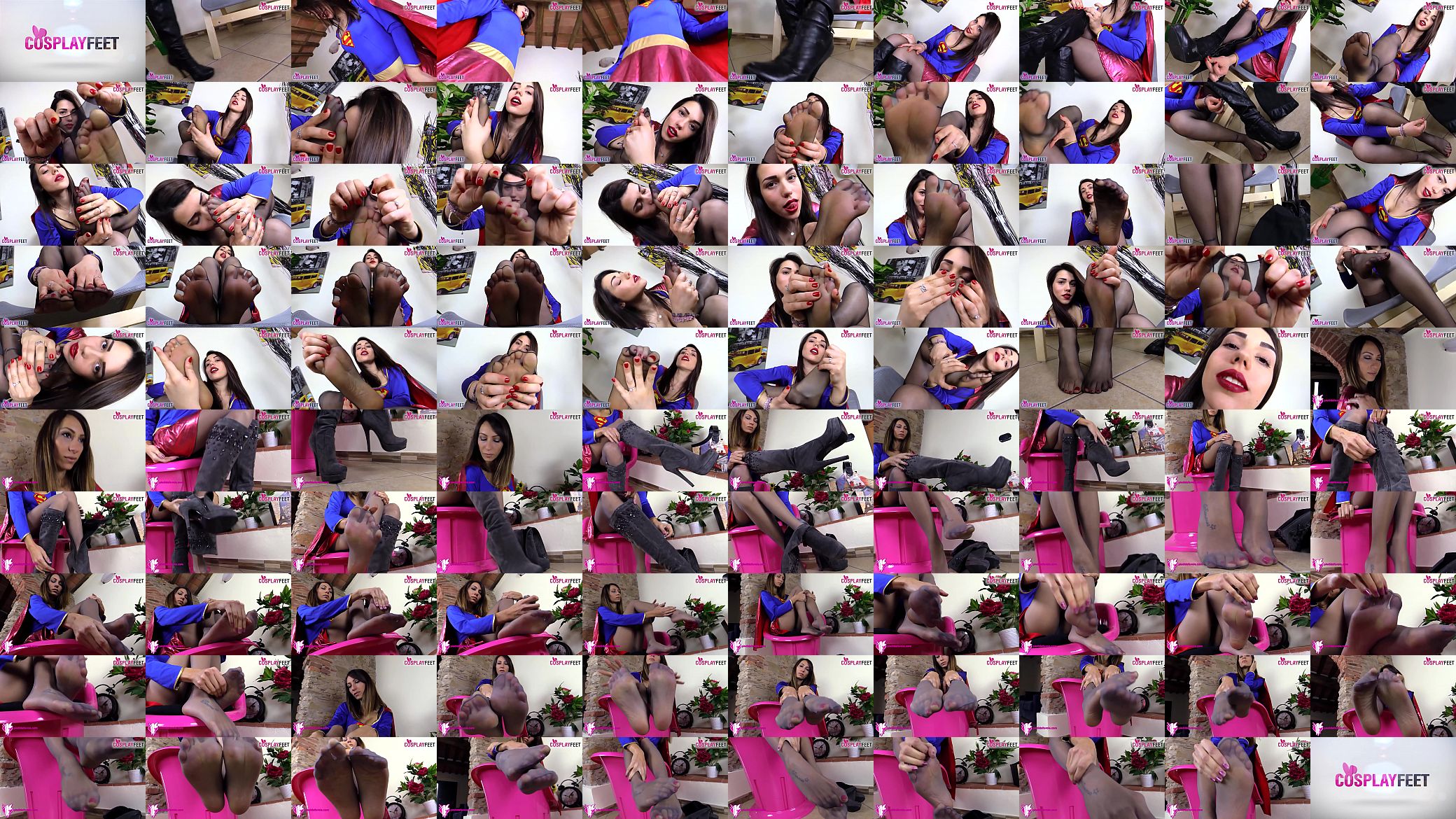 Supergirls in pantyhose take off boots and show feet 预览图