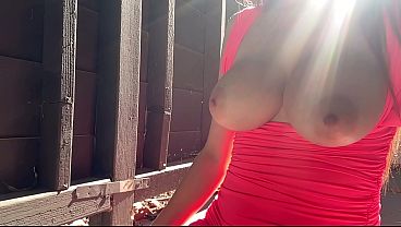Italian Solo big Tits Artemisia Love Hot solo bouncing outside