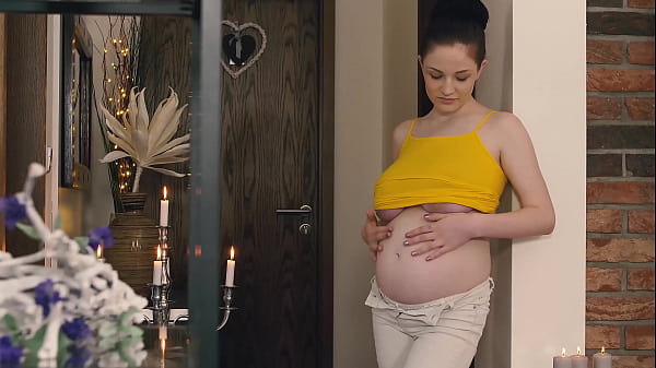 Preggo Angel Princess oils her massive melons