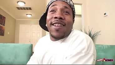 Two ghetto thugs spit roast slutty bimbo blonde and cum all over her