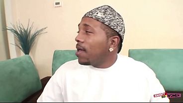 Two ghetto thugs spit roast slutty bimbo blonde and cum all over her
