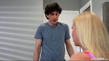 Big tit milf fucking stepson and his bff