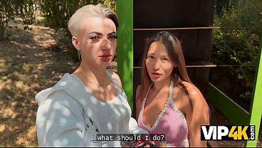 VIP4K. Lesbians don't mind Licking each other's Pussies in front of a Stranger for Money