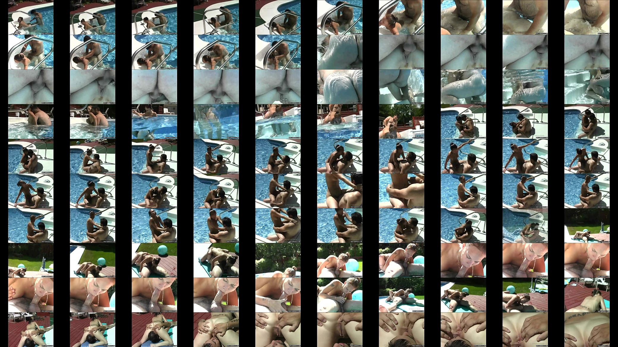 Brunette MILF babe gets fucked by a pool before 69ing 预览图