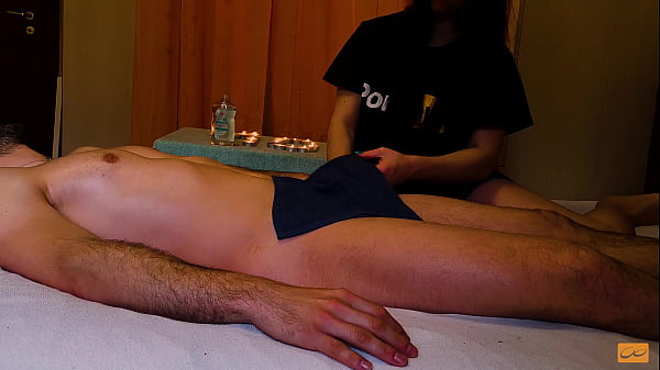 She touches my cock while massaging. Fucked - U...