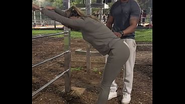 I fucked this delicious, slutty married woman in front of her cuckolded husband. The big-dicked personal trainer is going to give the slutty married woman a workout and then fuck her.