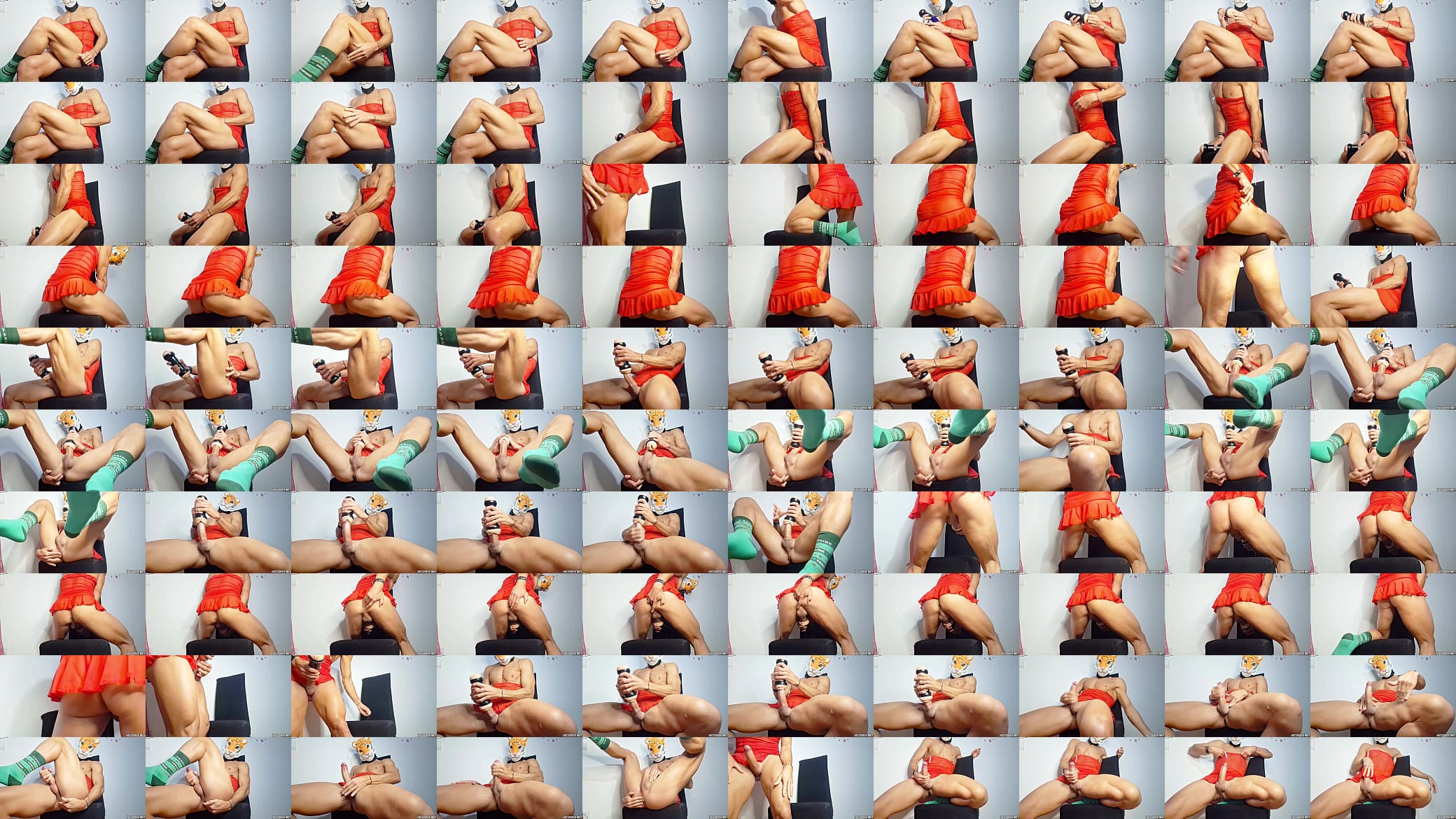 Big Cock in Red Dress: Moaning Loud While Fingering Ass and Cumming in Tight Fleshlight 预览图